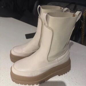 River Island Cream and Tan Platform Boots
